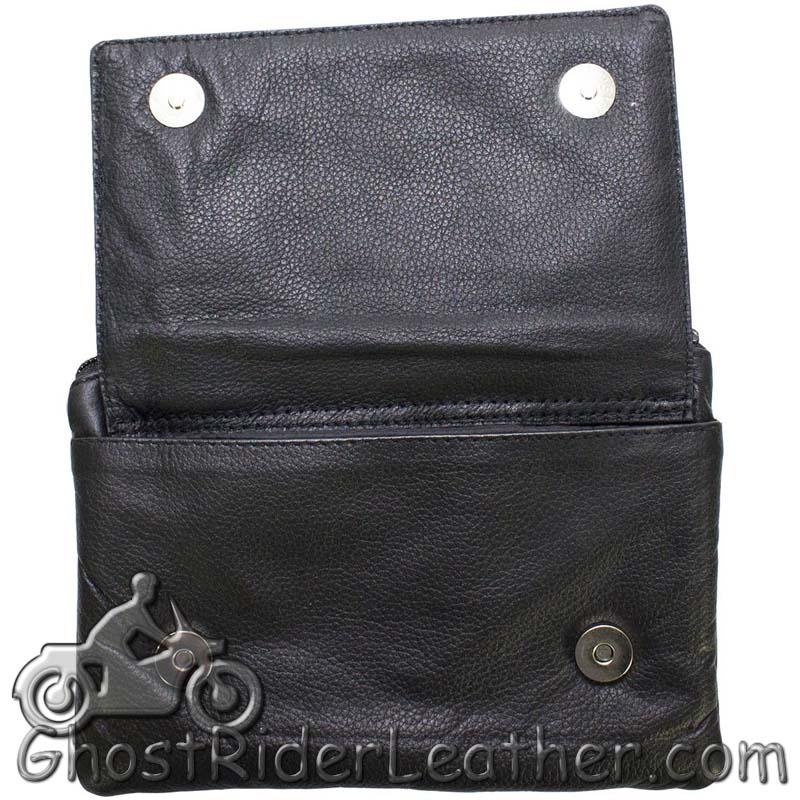 Leather Belt Bag - Red Flying Skull Design - Handbag - BAG35-EBL10-RED-DL