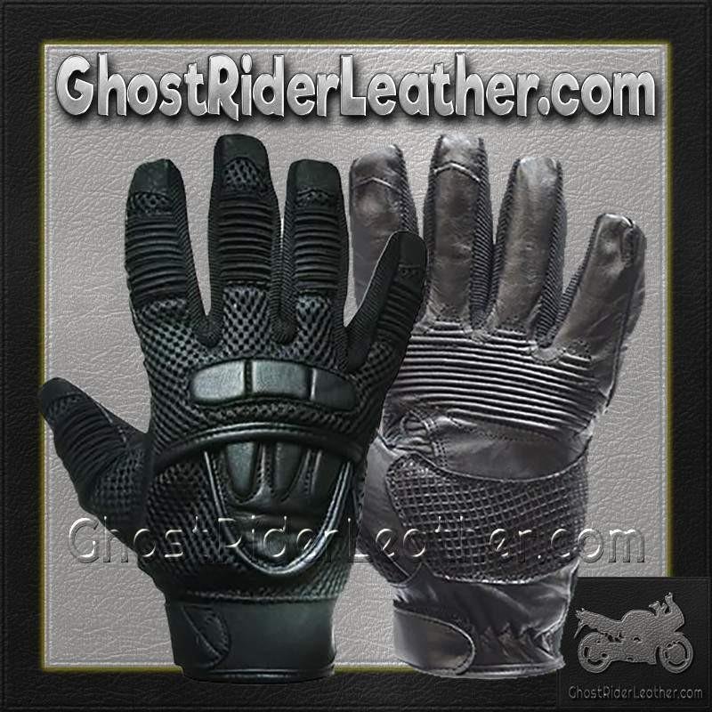 Leather Gloves - Men's - Motorcycle - Double Knuckle -GLZ41-DL