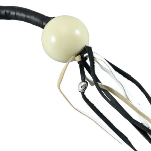 Get Back Whip - Black and White Leather - With White Cue Ball - 36 Inches - SKU GBW7-BB-36-DL