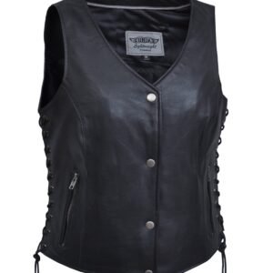 Leather Motorcycle Vest - Women's - Up To Size 8X - Lightweight - 2681-NG-UN