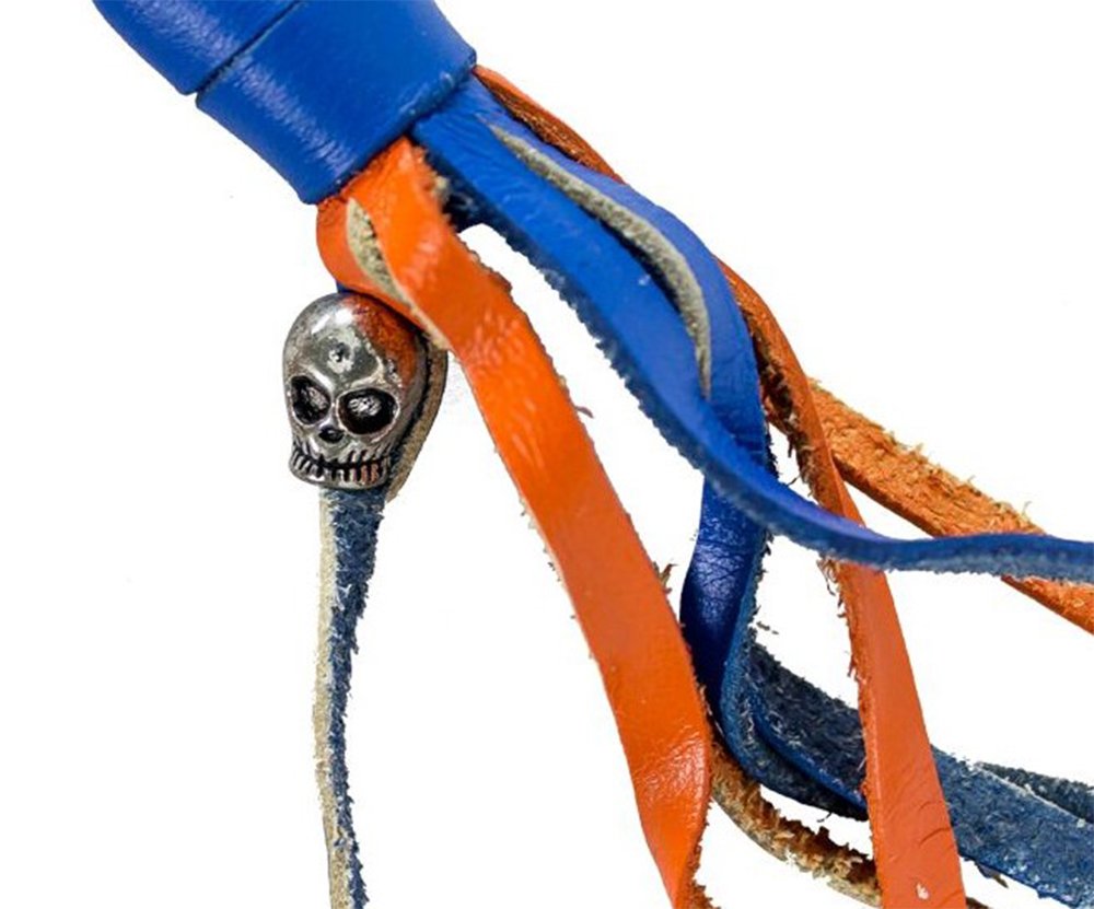 Get Back Whip - 42 Inches - Blue and Orange Leather - Motorcycle Accessories - GBW14-11-DL