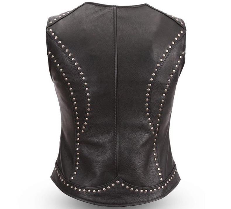 Motorcycle Leather Vest - Women's - Taylor - FIL560-NOC-FM