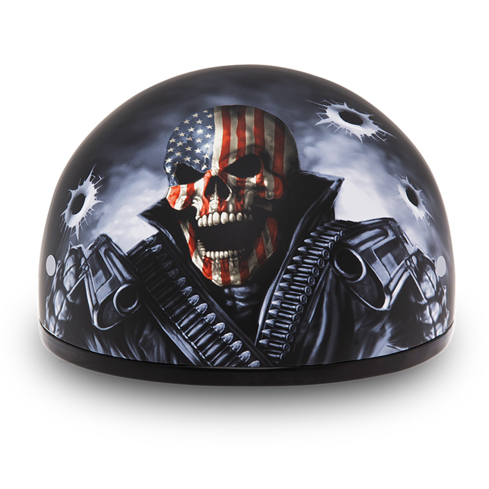 DOT Approved Motorcycle Helmet - Skull and Come Get 'Em - Shorty - D6-CG-DH