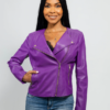 Vegan Leather Motorcycle Jacket - Women's - Purple - Violet - WBL-1006VGL-FM