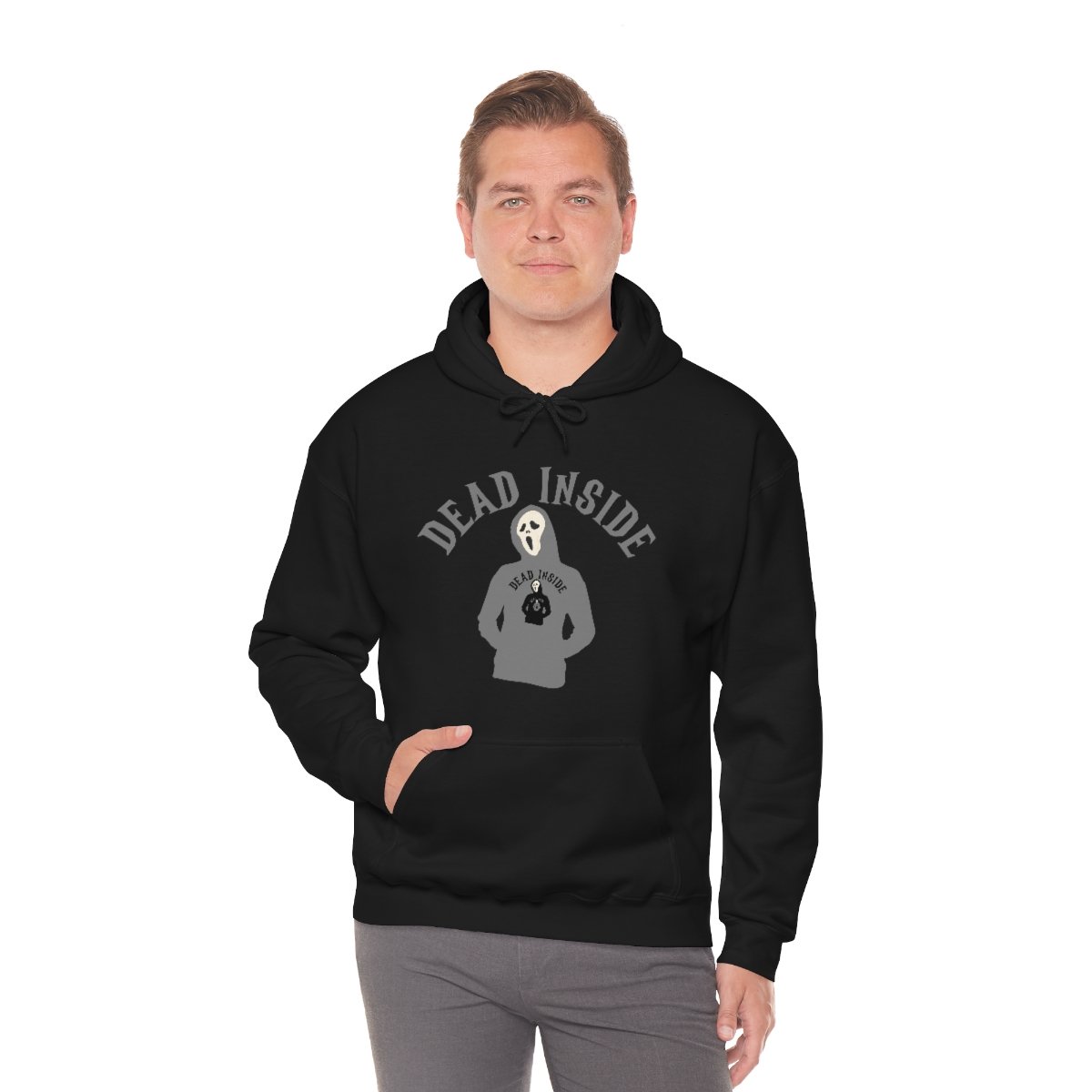 Dead Inside - Hoodie Wearing A Hoodie x4 - Unisex Heavy Blend Hooded Sweatshirt - Dark Colors