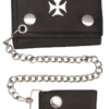 Leather Chain Wallet - Iron Cross - 4 Inch Tri-fold - AL3276-AL