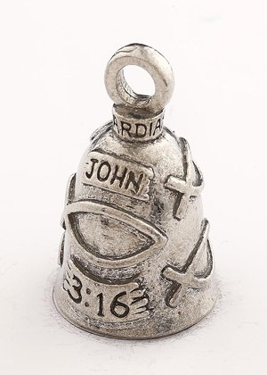 John 3:16 - Pewter - Motorcycle Guardian Bell® - Made In USA - SKU GB-JOHN-3-16-DS