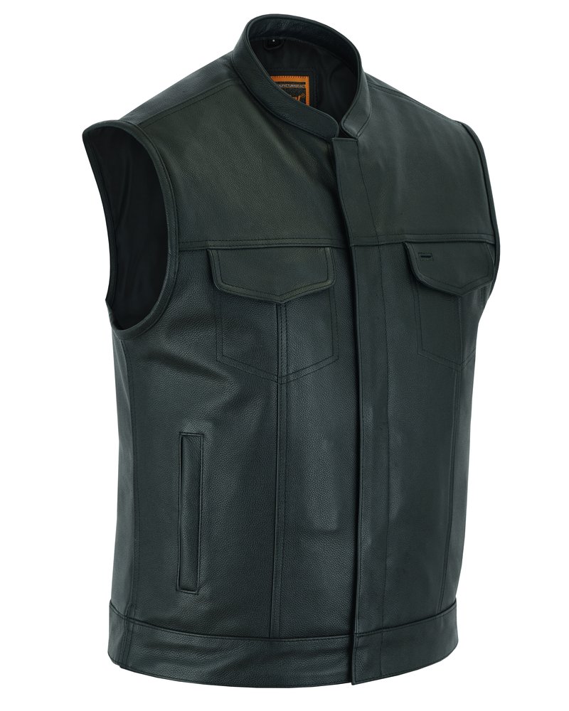 Leather Motorcycle Vest - Men's - Gun Pockets - Up To 12XL - Big and Tall - DS189A-DS