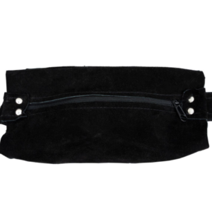 Black Suede Leather Purse - Peace Sign - Fringe - Handbag - AC2050-BLK-DL