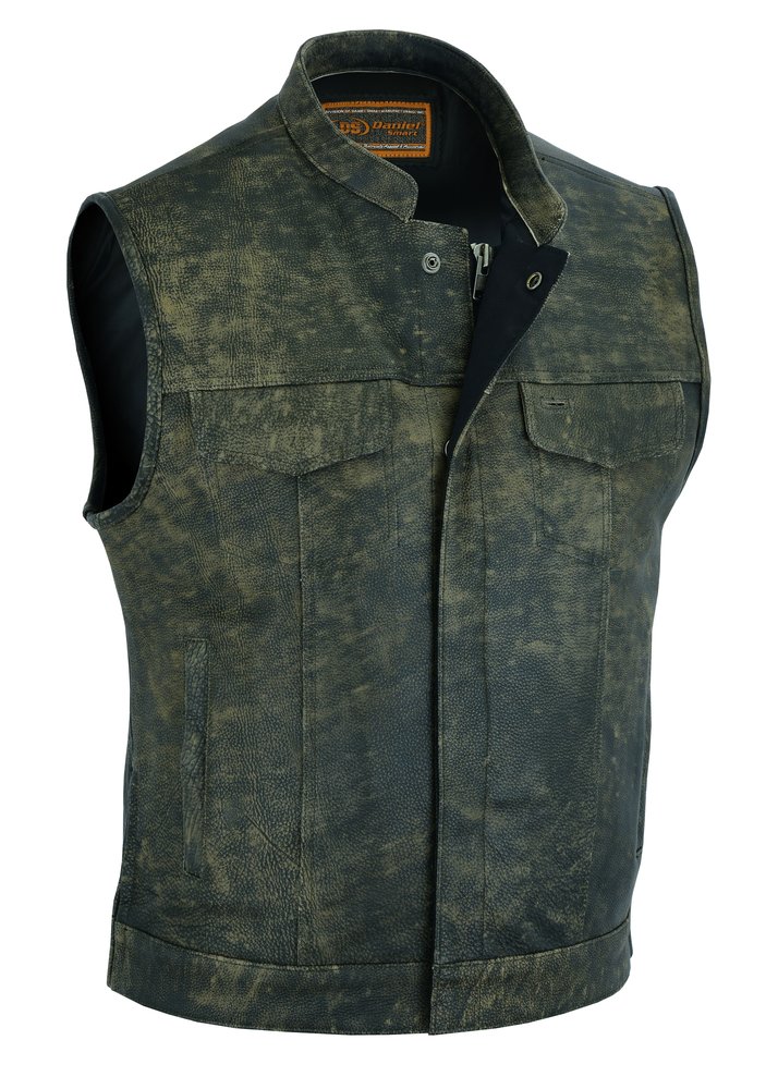 Leather Motorcycle Vest - Men's - Up To Size 8XL - Antique Brown - Big and Tall - DS108-DS