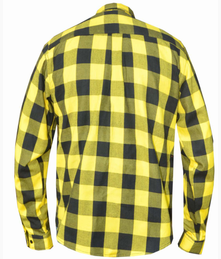 Flannel Motorcycle Shirt - Men's - Up To Size 5XL - Yellow Black Plaid - TW205-12-UN