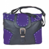 Leather Handbag - Conceal Carry - Purple and Black - Purse - 9747-17-UN