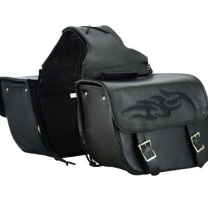 Saddlebags - Leather - Flame - Gun Holster - Motorcycle - SD-FLAME-LEATHER-DL