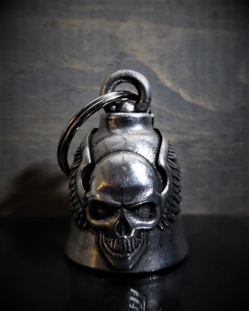 Skull Up Wings - Pewter - Motorcycle Ride Bell - Made In USA - SKU BB60-DS