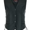 Leather Vest - Women's - Braid Design - Side Laces - Gun Pockets - DS219-DS