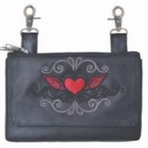 Women's Clip On Leather Bag - Belt Bag - Red Heart - SKU 9737-01-UN