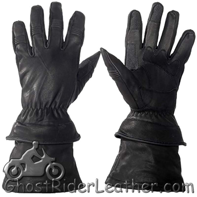 Leather Gloves - Men's - Gauntlet - Riding - Zip Off Cuffs - GLZ63-DL