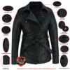 Leather Motorcycle Jacket - Women's - Hip Length - Belt - ELAN-DS