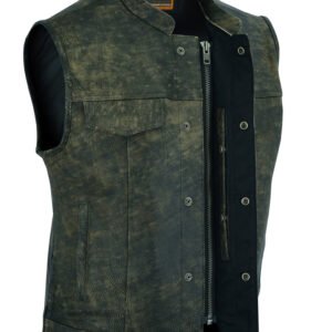 Leather Motorcycle Vest - Men's - Up To Size 8XL - Antique Brown - Big and Tall - DS108-DS