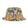 Colorful Oil Painting Kittens Pattern - Multi Colors on White - Biker Bucket Hat