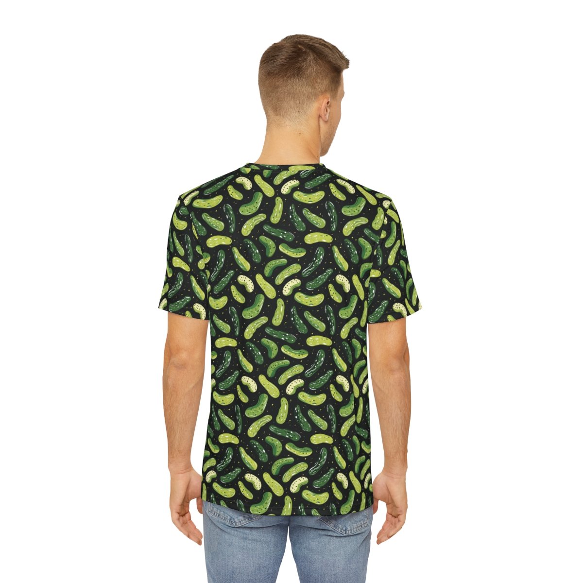 Doodle Pickles - Green on Black - Men's Polyester Tee (AOP)