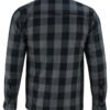 Flannel Motorcycle Shirt - Men's - Armor Pockets - Gun Pockets - Up To Size 6XL - Black Gray Plaid - DS4670-DS
