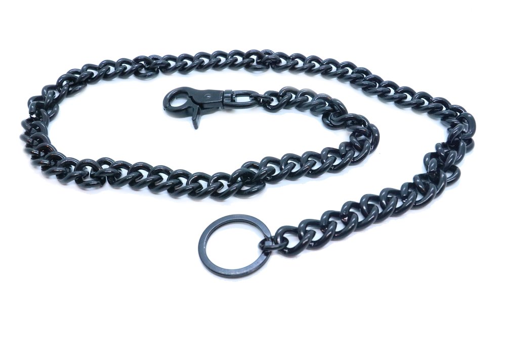 34" - Wallet Chain - Black Coated - Key Chain Leash - Chain Link - WC001-DS