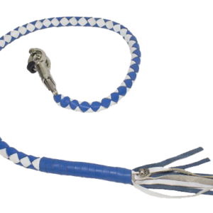 Get Back Whip - 42 Inches - White and Blue Leather - Motorcycle Accessories - GBW16-11-DL