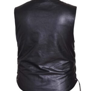 Leather Motorcycle Vest - Men's - Up To 8XL - Side Laces - 2601-BF-UN