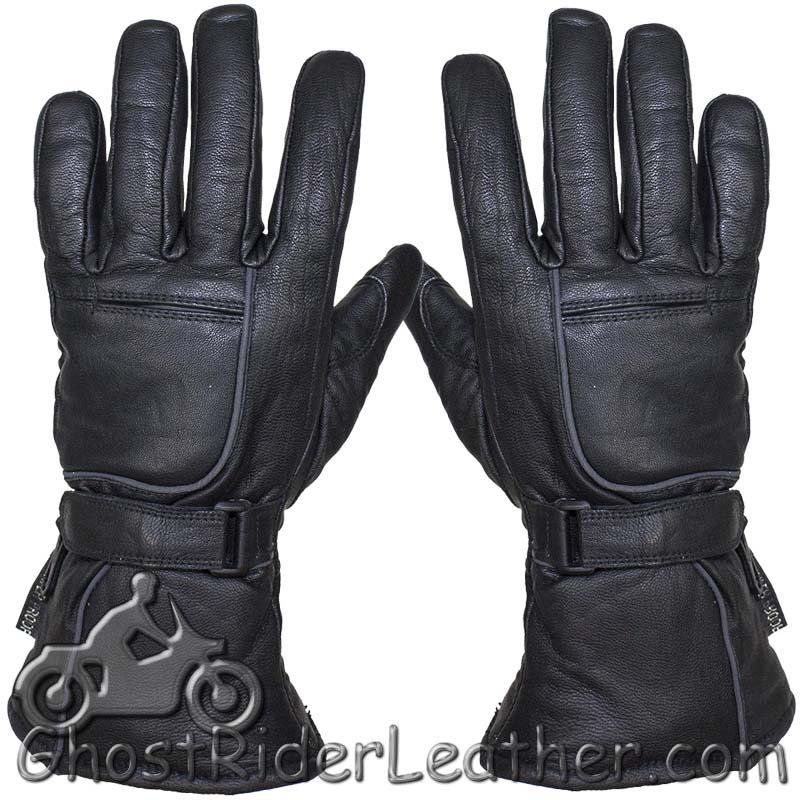 Leather Gloves - Men's - Waterproof - Reflective - Gauntlet - GLZ85-11N-DL
