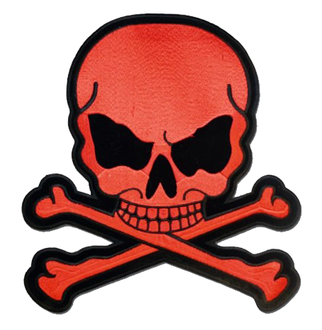 Vest Patch - Red Monster Skull Crossbones - MK3-DL