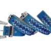 Unisex Rhinestone Bling Belt - Blue and Silver - Skulls - Rhinestones - Faux Leather - FBL21-DL