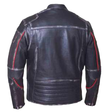 Ladies Black With Red Trim Durango Leather Jacket with Concealed Carry Pockets - SKU 6833.01-UN