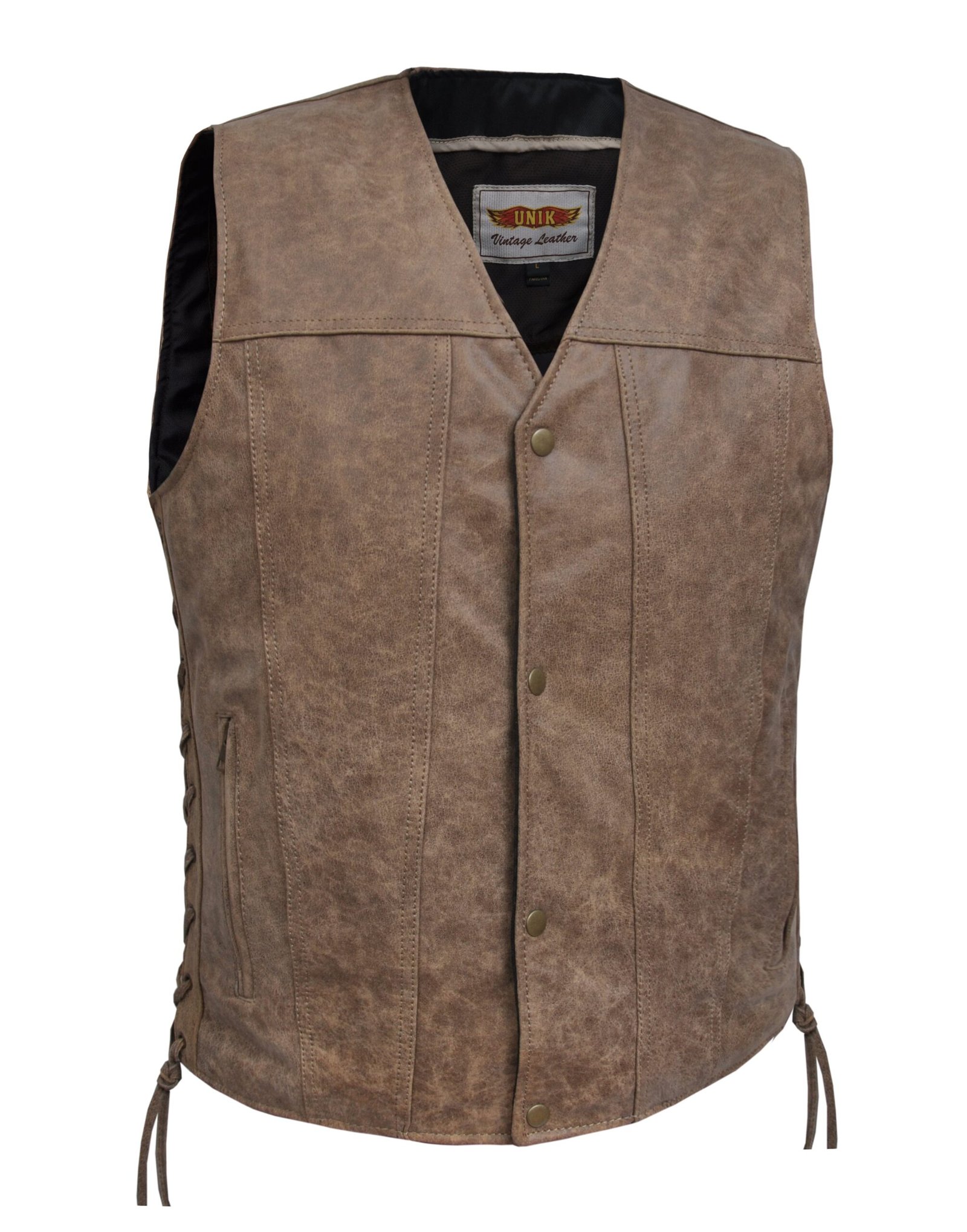 Leather Motorcycle Vest - Men's - Up To 8XL - Arizona Brown - 2611-ANT-UN