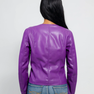 Vegan Leather Motorcycle Jacket - Women's - Purple - Violet - WBL-1006VGL-FM