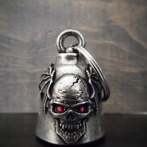 Skull Batwing Diamond - Pewter - Motorcycle Gremlin Bell - Made In USA - SKU BB103-DS