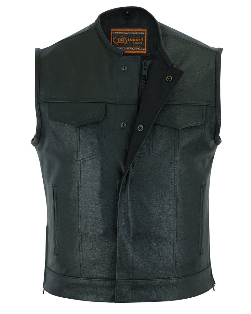 Leather Motorcycle Vest - Men's - Gun Pockets - Up To 12XL - Big and Tall - DS177-DS