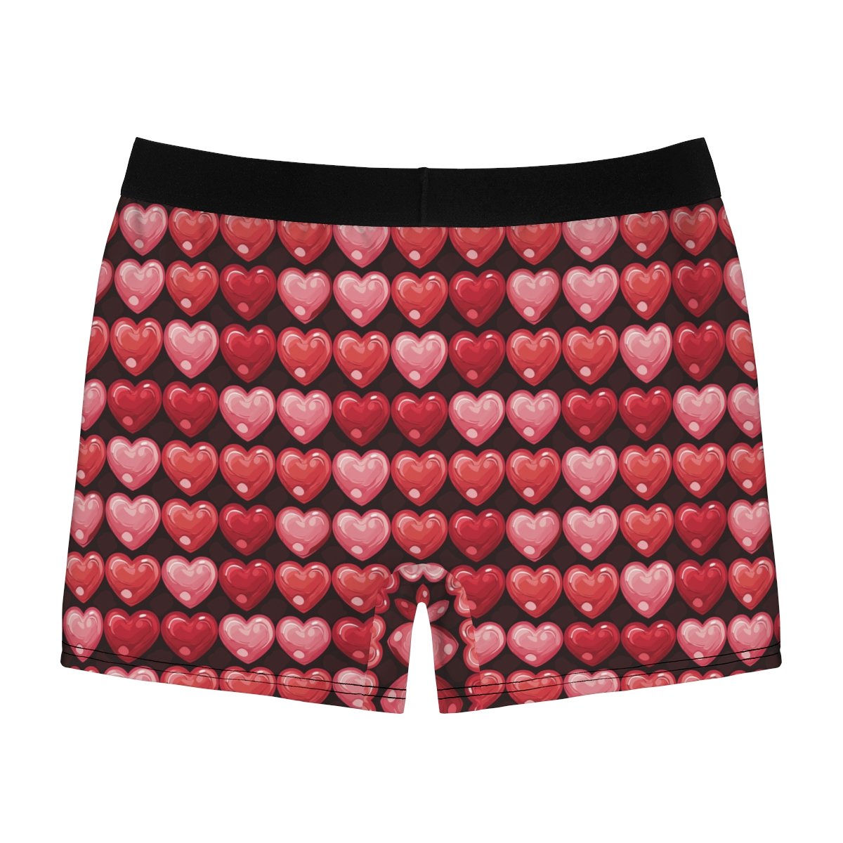 Puffy Hearts - Reds Pinks on Black - Men's Boxer Briefs (AOP)