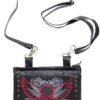 Leather Belt Bag - Red - Gun Pocket - Flying Skull Design - Handbag - BAG36-EBL10-RED-DL