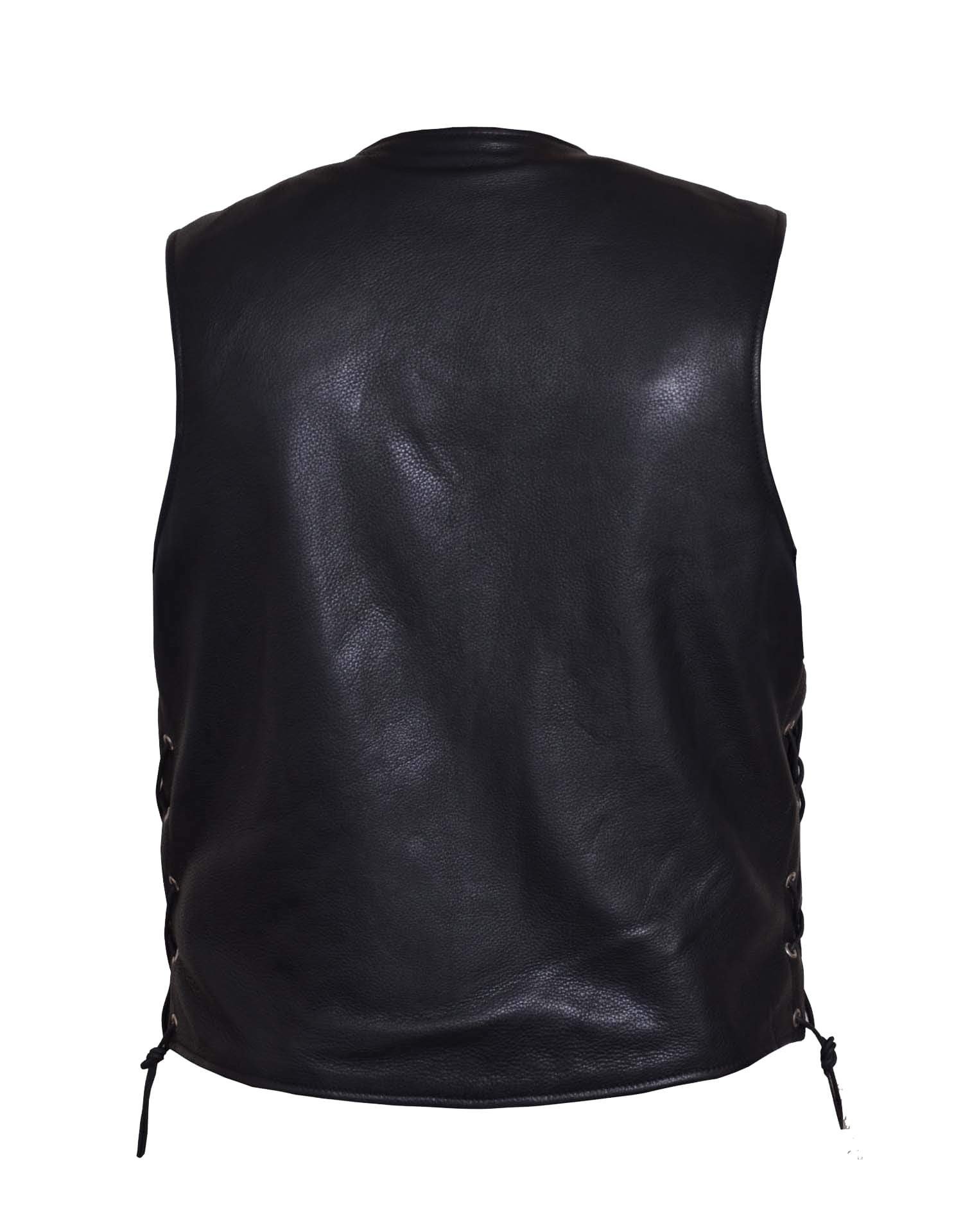 Leather Motorcycle Vest - Men's - Tall Sizes 4X 5X 6X 7X 8X - 331-TL-UN.