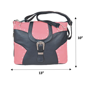 Leather Handbag - Conceal Carry - Pink and Black - Purse - 9747-22-UN