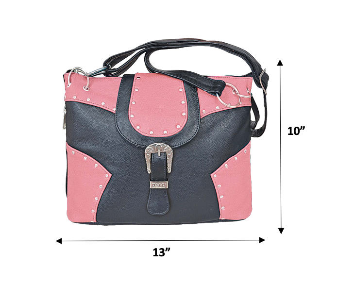 Leather Handbag - Conceal Carry - Pink and Black - Purse - 9747-22-UN