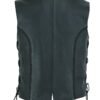 Leather Vest - Women's - Braid Design - Side Laces - Gun Pockets - DS219-DS