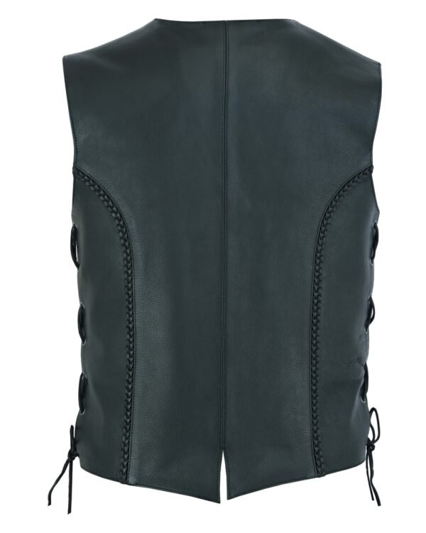 Leather Vest - Women's - Braid Design - Side Laces - Gun Pockets - DS219-DS