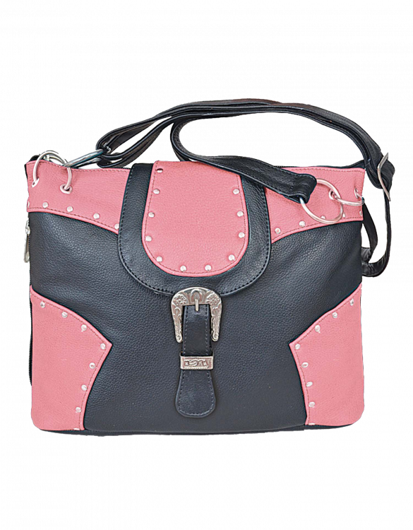 Leather Handbag - Conceal Carry - Pink and Black - Purse - 9747-22-UN