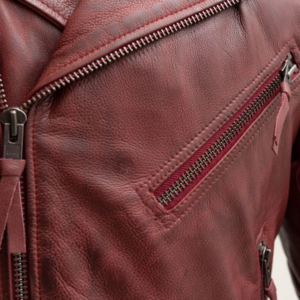 Men's Oxblood Leather Motorcycle Jacket - Armor Pockets - Fillmore - FIM208CDLZ-OX-FM