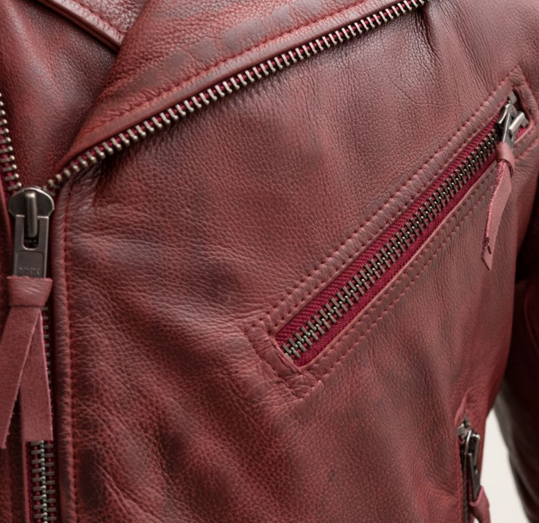 Men's Oxblood Leather Motorcycle Jacket - Armor Pockets - Fillmore - FIM208CDLZ-OX-FM