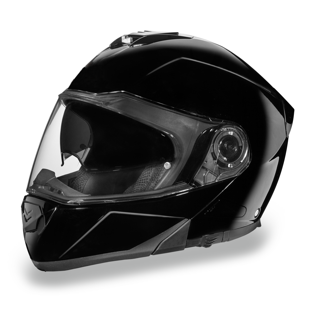 DOT Motorcycle Helmet - Modular - High Gloss Black - Full Face - MG1-A-DH