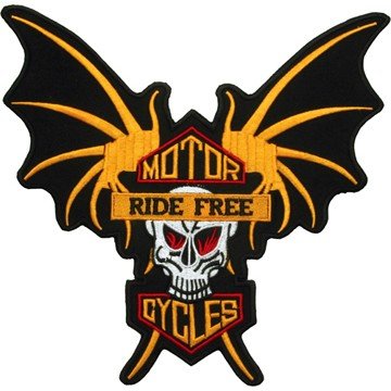 Vest Patch - Skull Wings Ride Free - Motorcycles- PAT-A38-DL