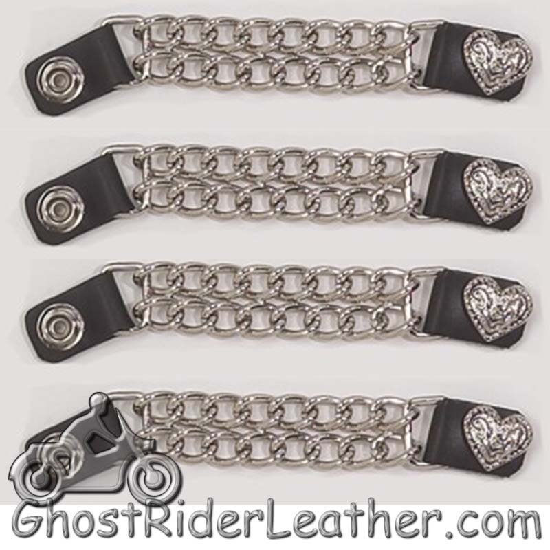 Set of Four Fancy Heart Vest Extenders with Chrome Chain - AC1078-DL